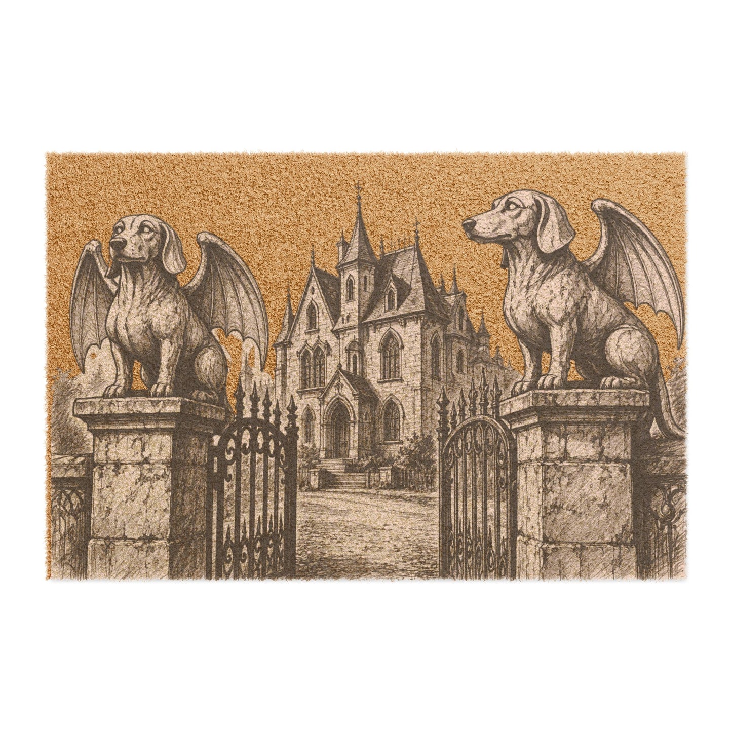 Dachshund Gargoyle Angel Gothic Protector Welcome Mat
