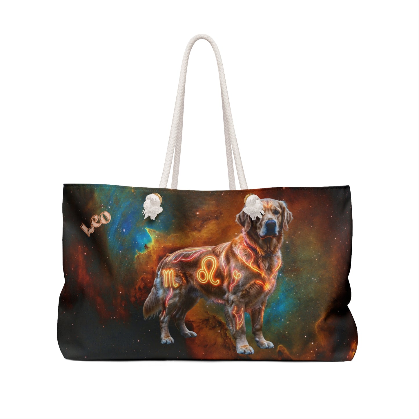 Golden Retriever Leo Zodiac Weekender Bag - Celestial Astrology Travel Tote