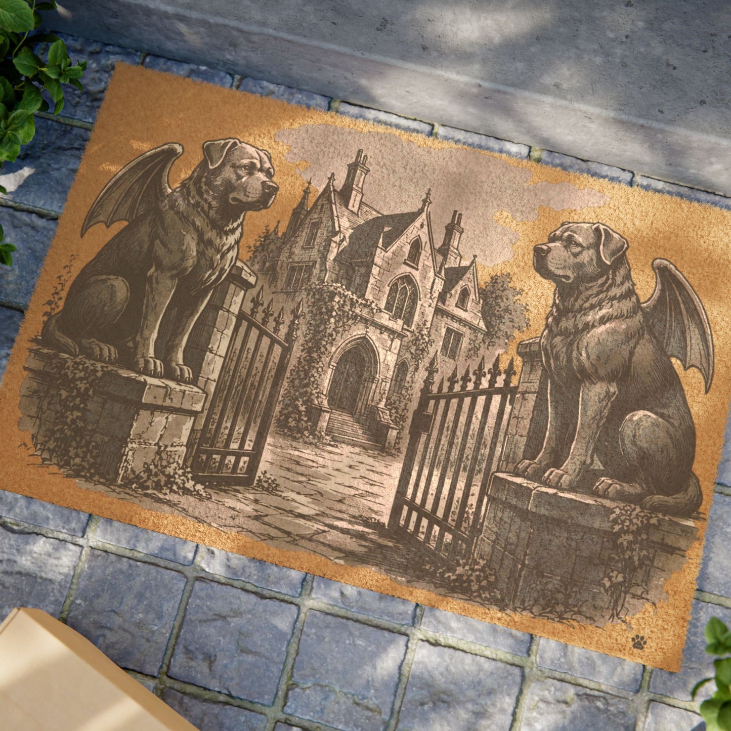 Rottweiler Gargoyle Angel Gothic Protector Welcome Mat