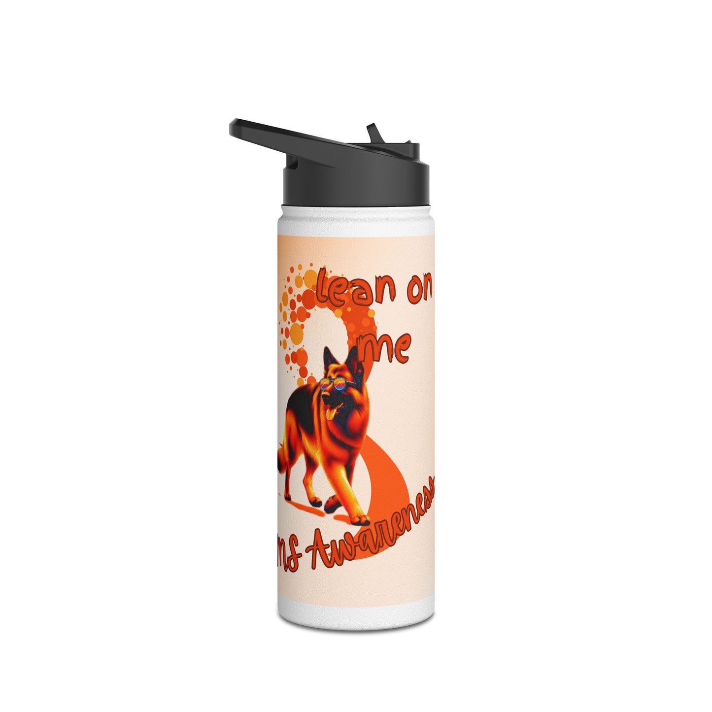 MS Awareness German shepherd "Lean on me" Stainless Steel Water Bottle
