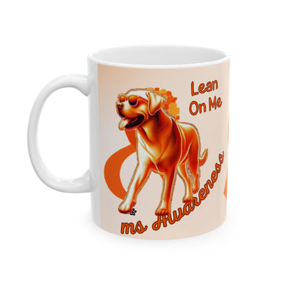 Labrador Retriever MS Awareness Ceramic Mug - "Lean on Me" Mobility Service Dog Coffee Cup