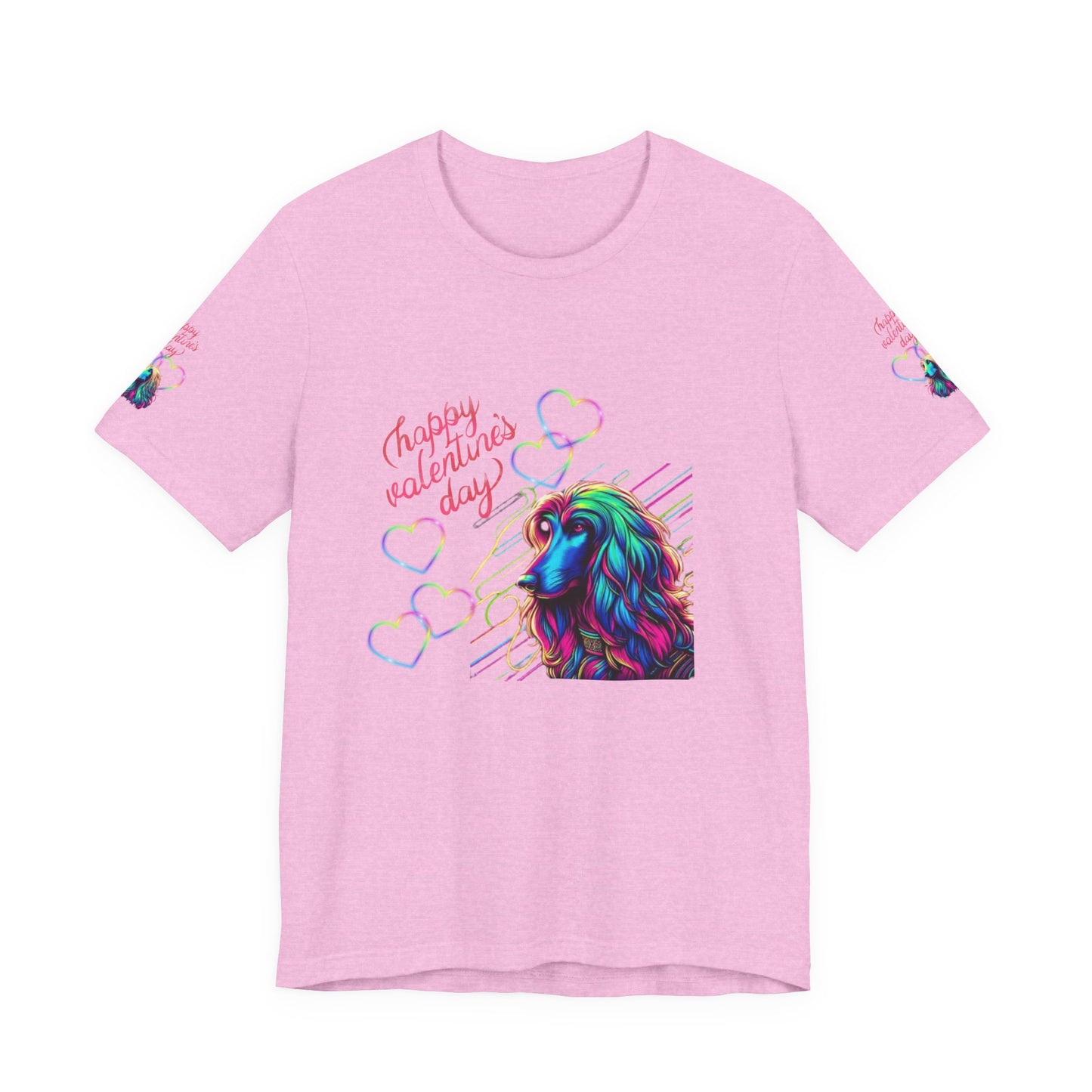 Afghan Hound Neon Hearts Valentine Tee