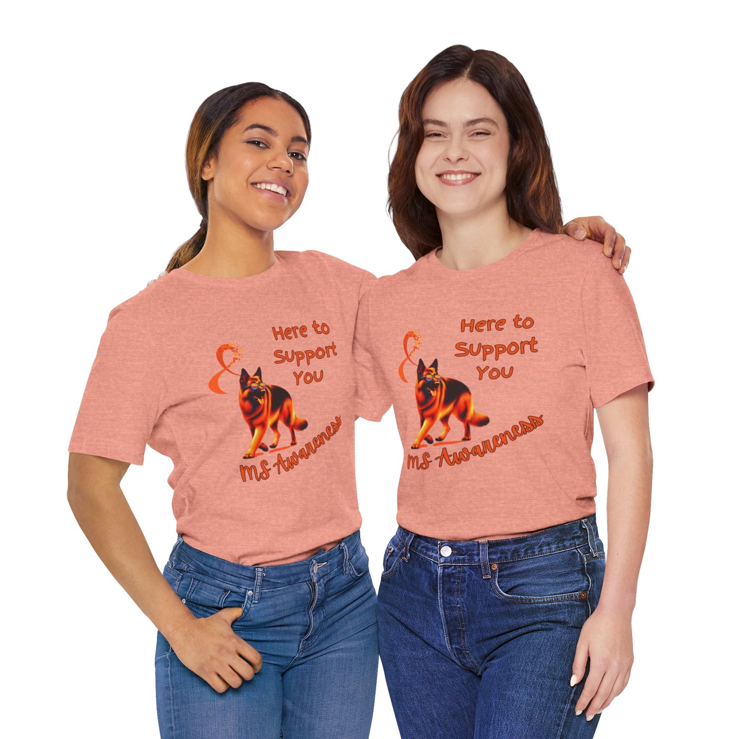 MS Awareness German Shepherd Orange Ribbon Support Design T-shirt.