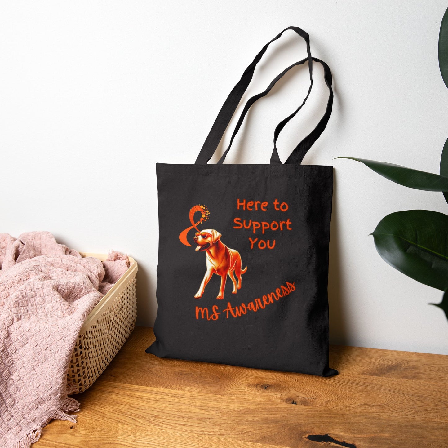MS Awareness Labrador Retriever Here to support you. Cotton Canvas Tote Bag