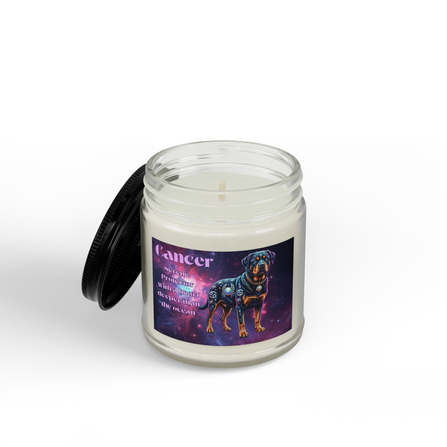 Rottweiler Cancer Zodiac Celestial Soy Candle – Eco-Friendly Scented Jar