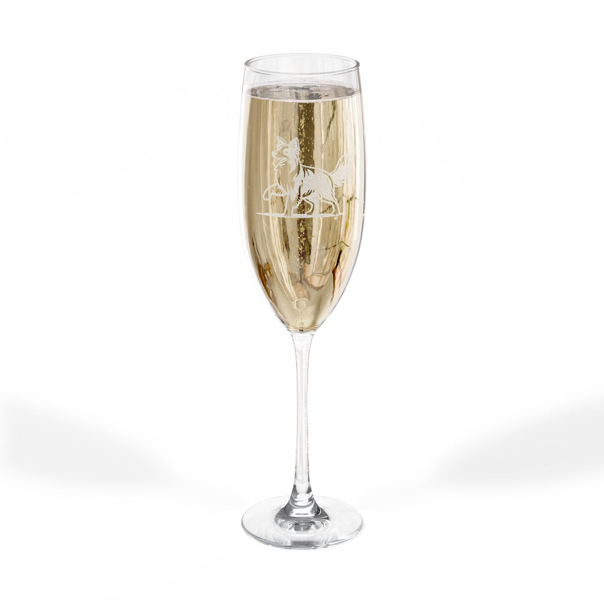 Border Collie Engraved Champagne Flute