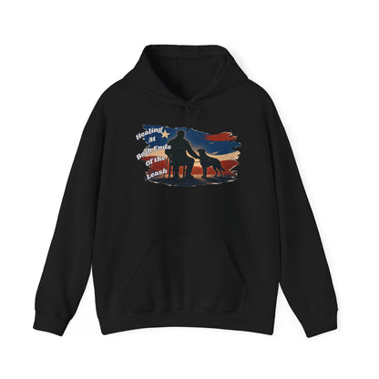 Healing at Both Ends of the Leash™ – Veterans Day Support Unisex Heavy Blend Hooded Sweatshirt