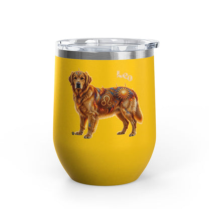 Leo Elements Collection Golden Retriever 12oz Stainless Steel Wine Tumbler