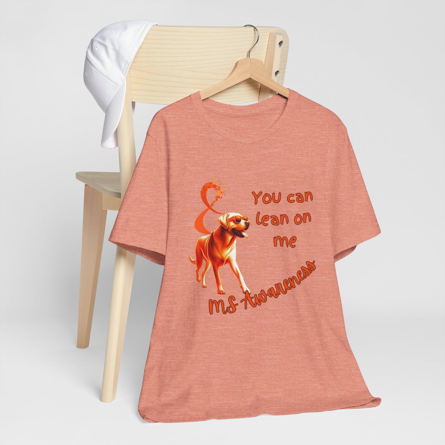 Labrador Retriever MS Awareness T-Shirt – "Lean on Me" Orange Ribbon Tee