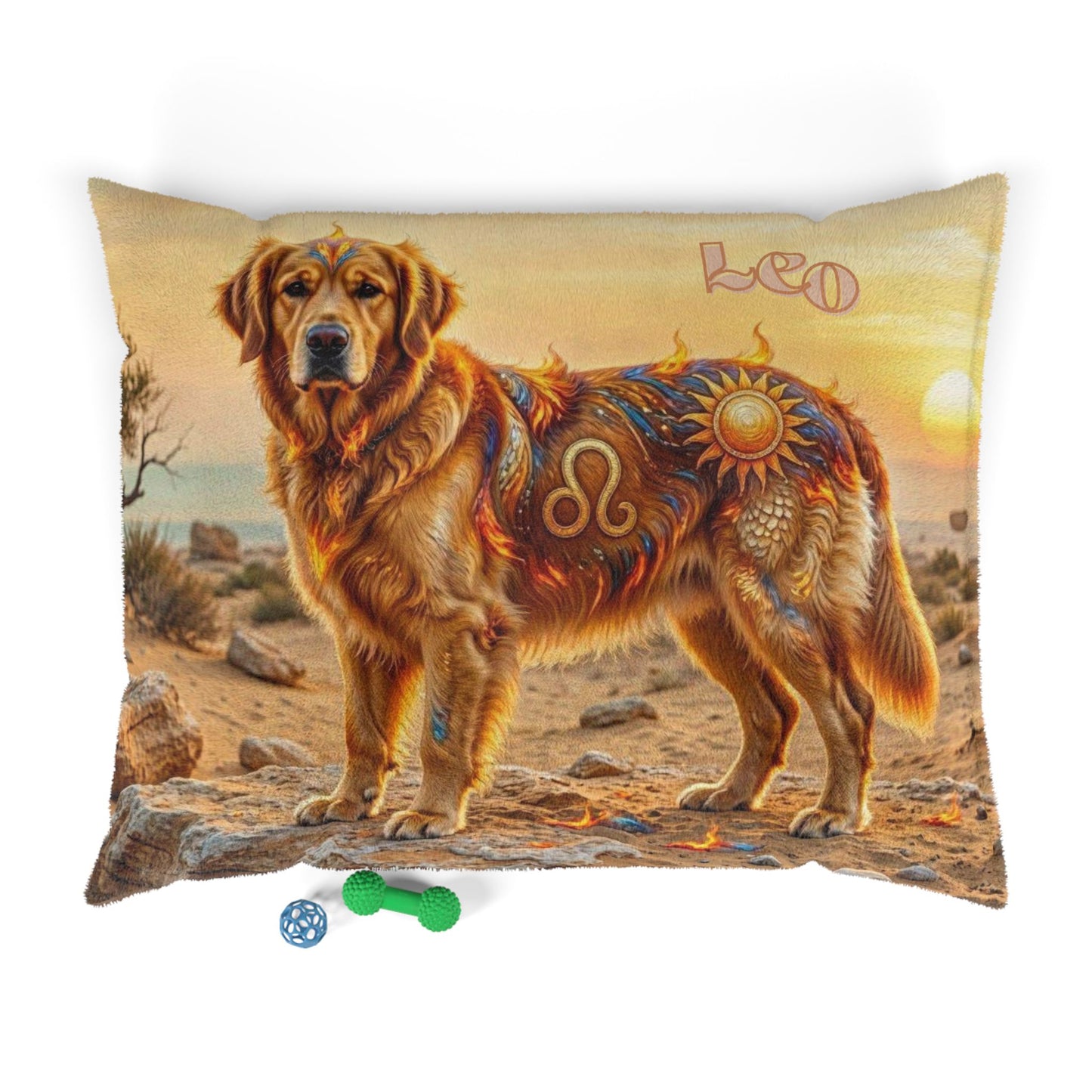 Leo Elements Collection Golden Retriever Pet Bed – Cozy Zodiac Dog Cushion