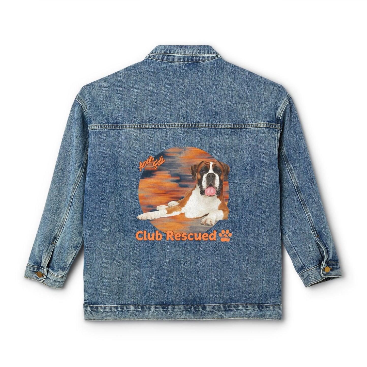 Boxer Club Rescued Women's Denim Jacket "Amor Fati"