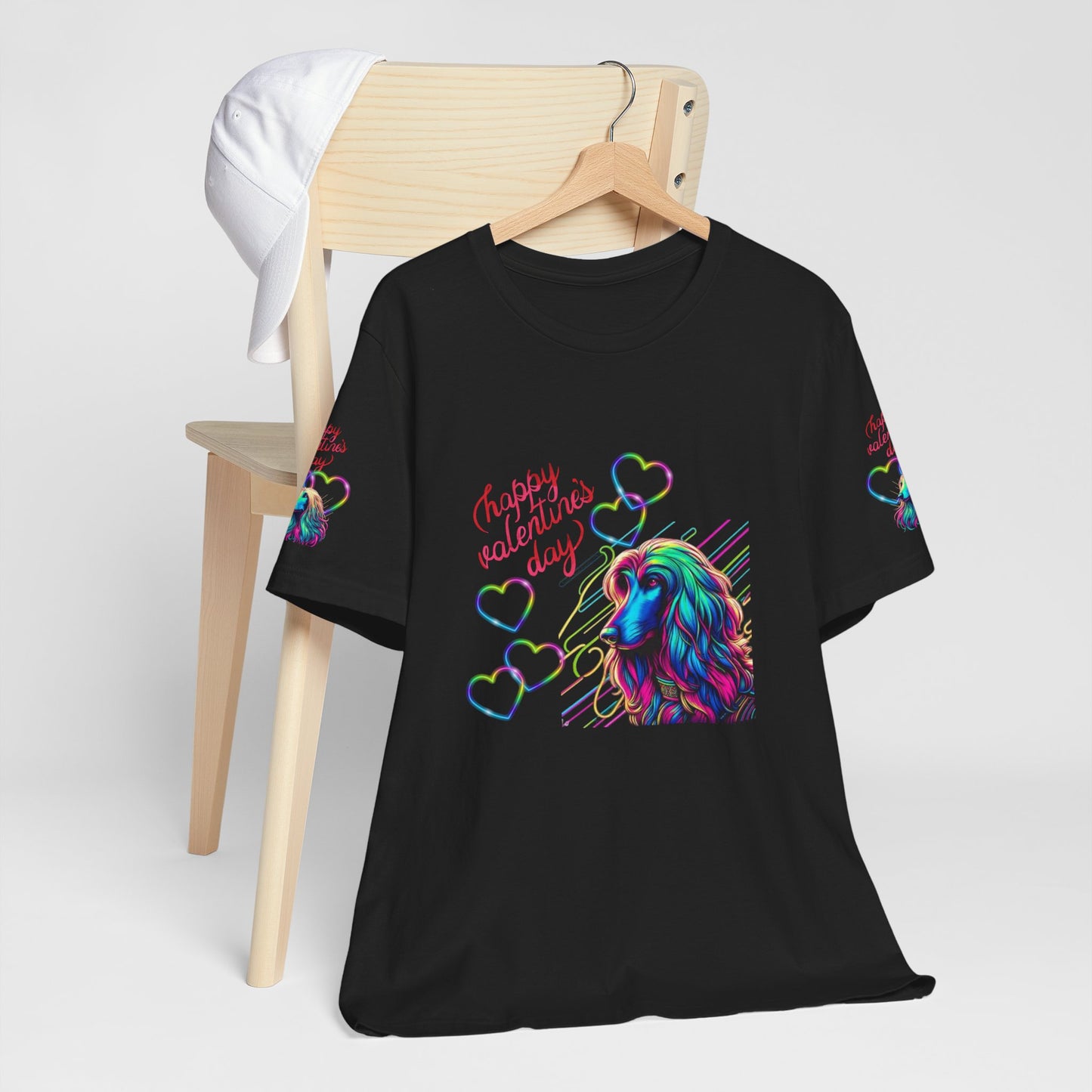 Afghan Hound Neon Hearts Valentine Tee