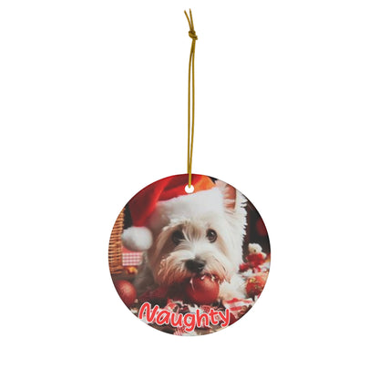 West Highland Terrier Westie Naughty or Nice Christmas Ceramic Ornament, 1-Pack