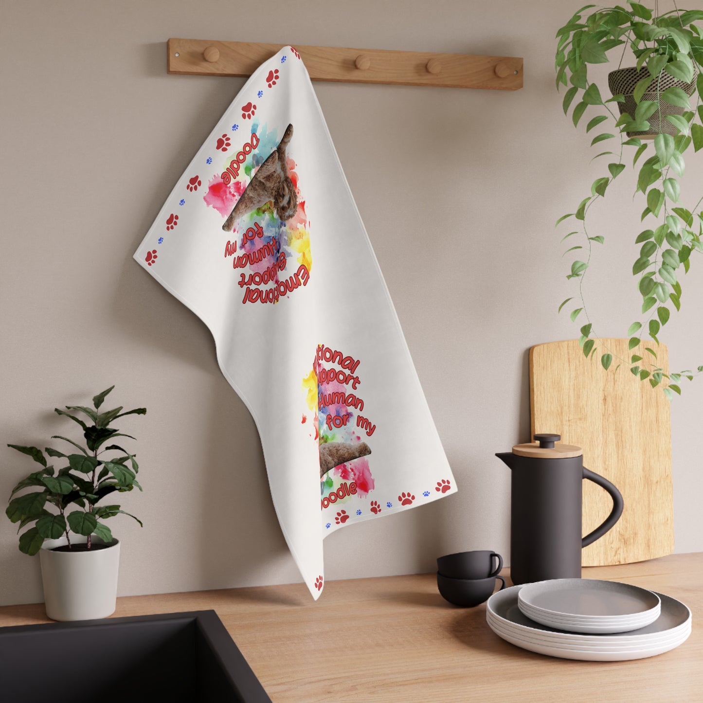 Emotional Support Human for my Doodle Dog Tea Towel