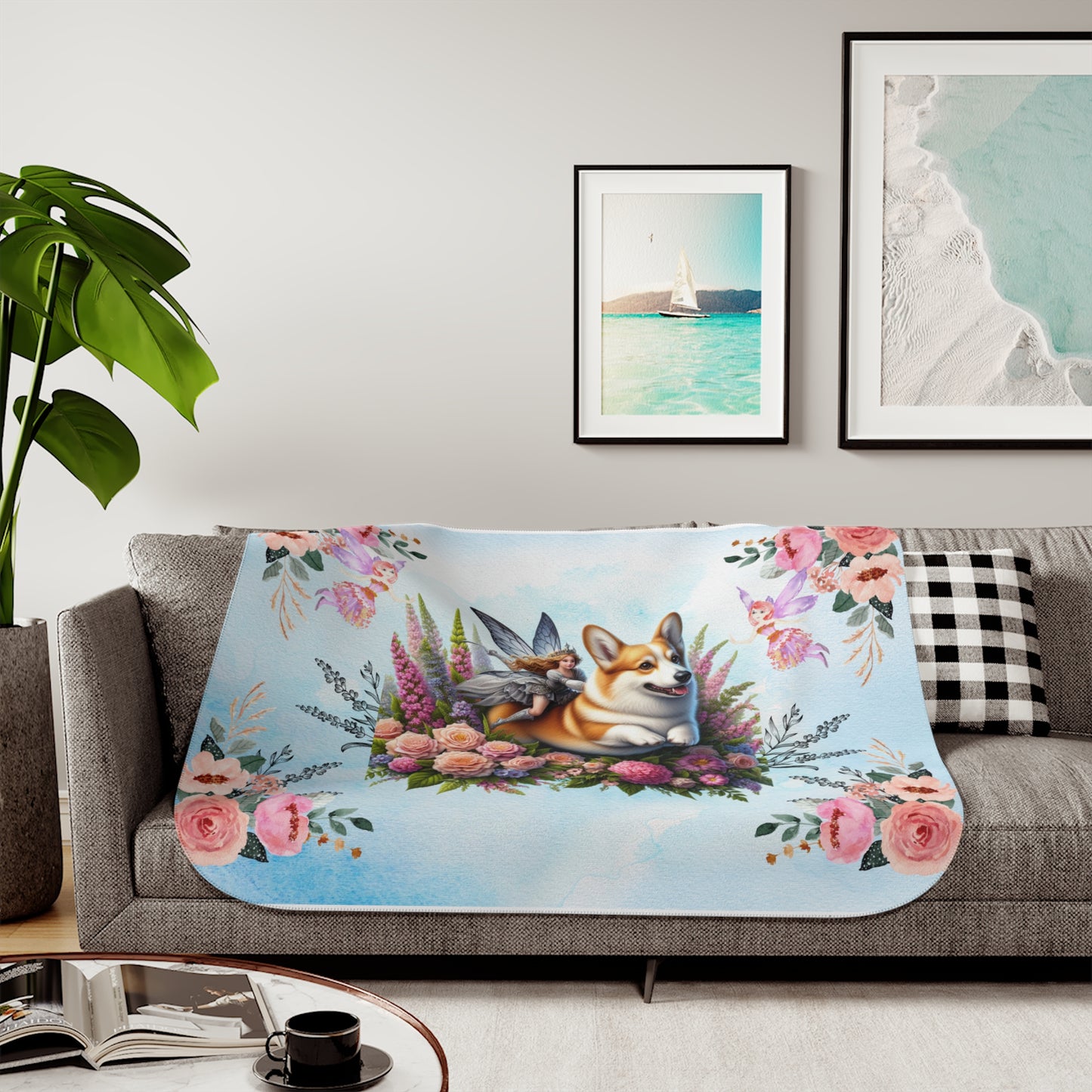 Corgi Fairytale Sherpa Blanket, Two Colors