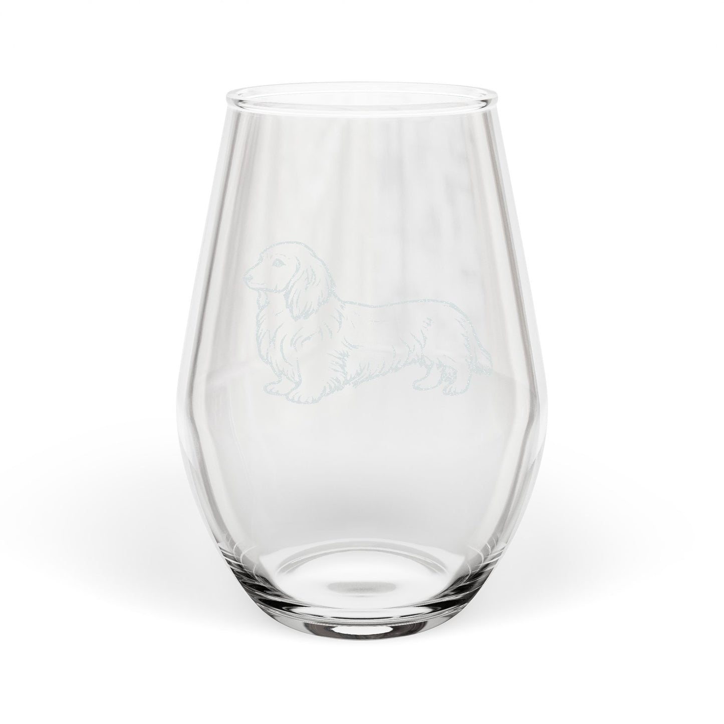 Long Hair Dachshund Sketch and Serve Engraved Stemless Wineglass
