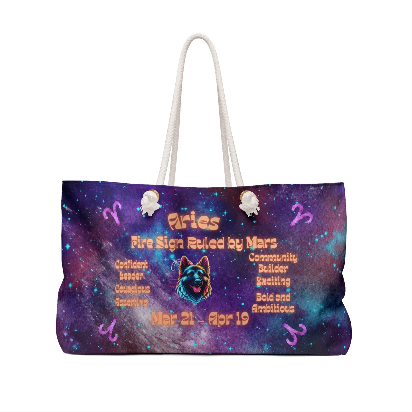 Celestial Zodiac Aries as German Shepherd Weekender Bag - Dog Breed Zodiac