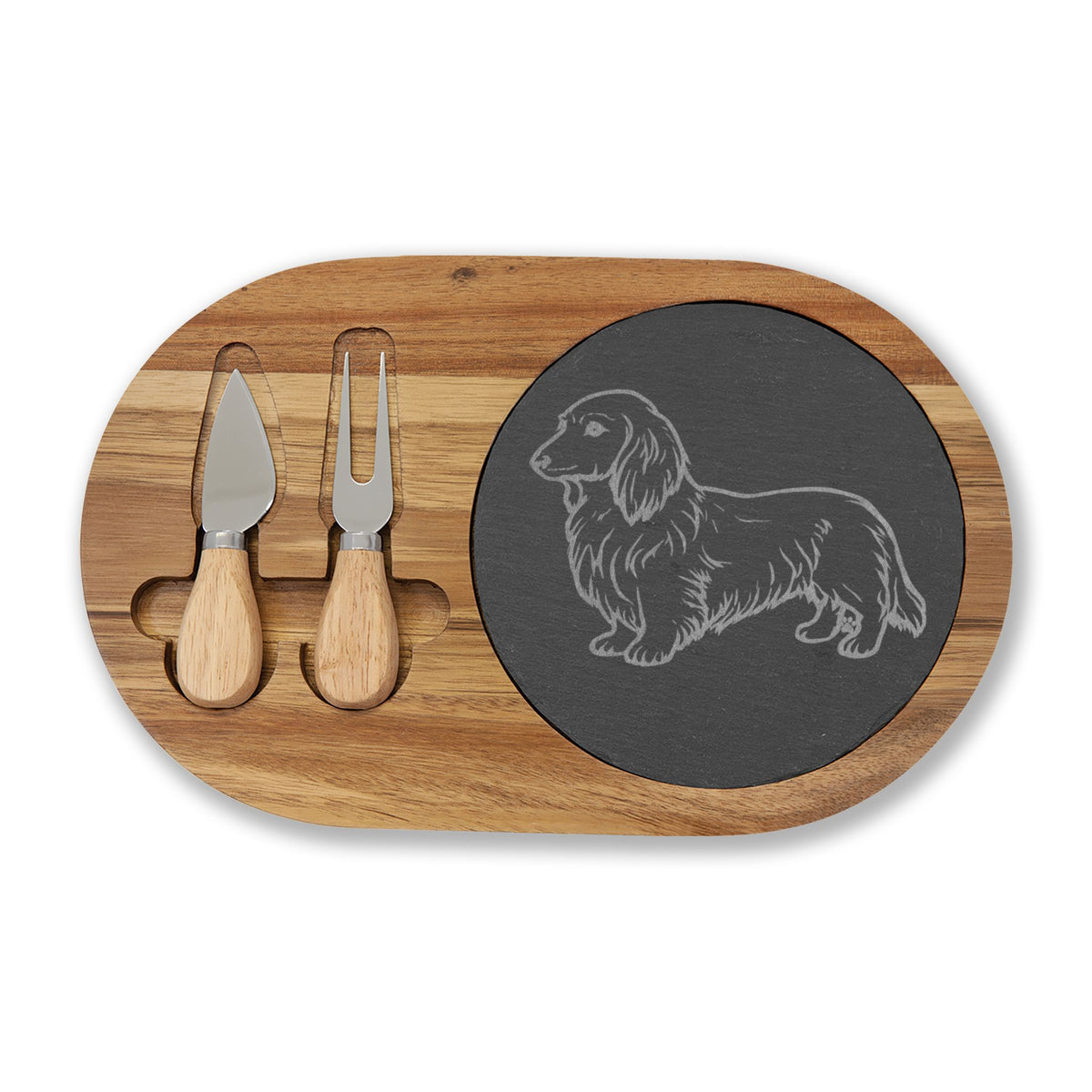 Long Hair Dachshund Engraved Charcuterie Board, Dog Lover Cheese Board & Serving Platter