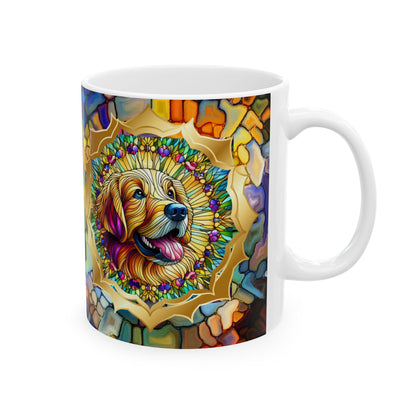 Golden Retriever Stained Glass Ceramic Mug