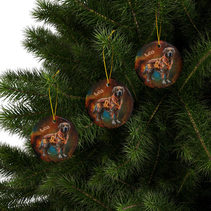 Golden Retriever Leo Zodiac Ceramic Ornament - Celestial Astrology Keepsake