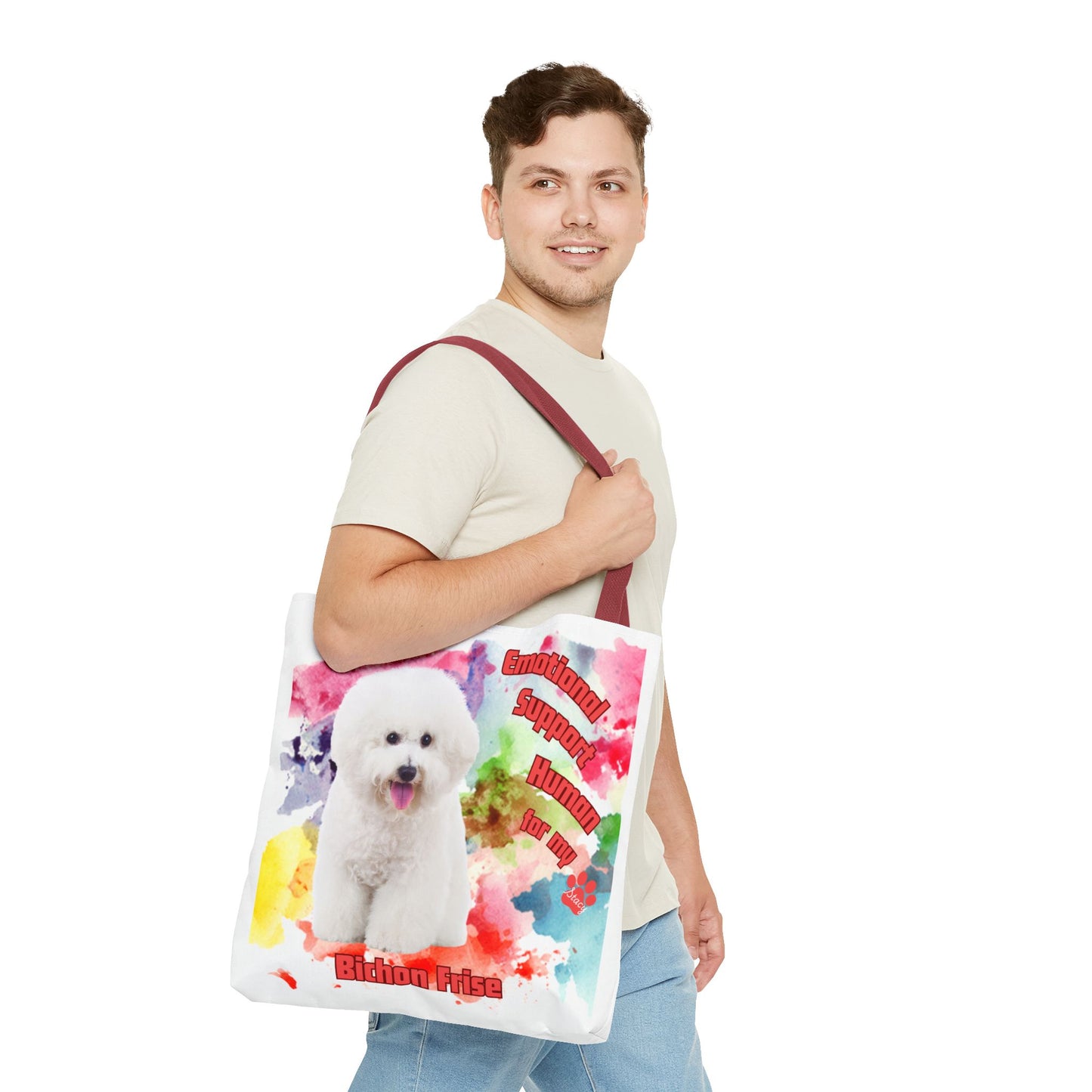 Emotional Support Human for my Bichon Frise Tote Bag
