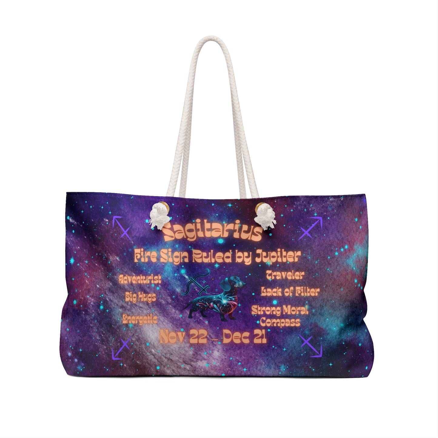Celestial Zodiac Sagitarius as Dachshund Weekender Bag - Dog Breed Zodiac