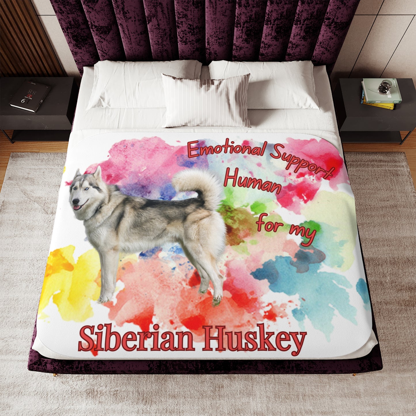 Siberian Husky Emotional Support Sherpa Blanket - Cozy Comfort in Two Colors