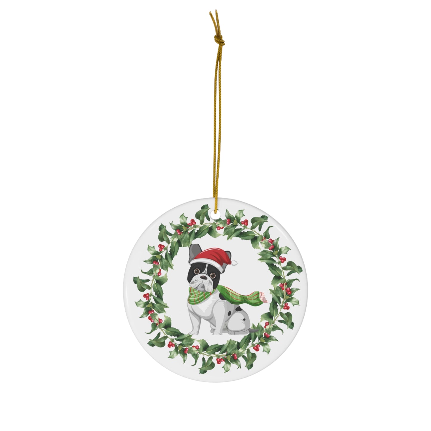 French Bulldog Christmas Ornament Ceramic Round Ornament Christmas decor
