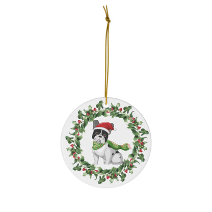 French Bulldog Christmas Ornament Ceramic Round Ornament Christmas decor