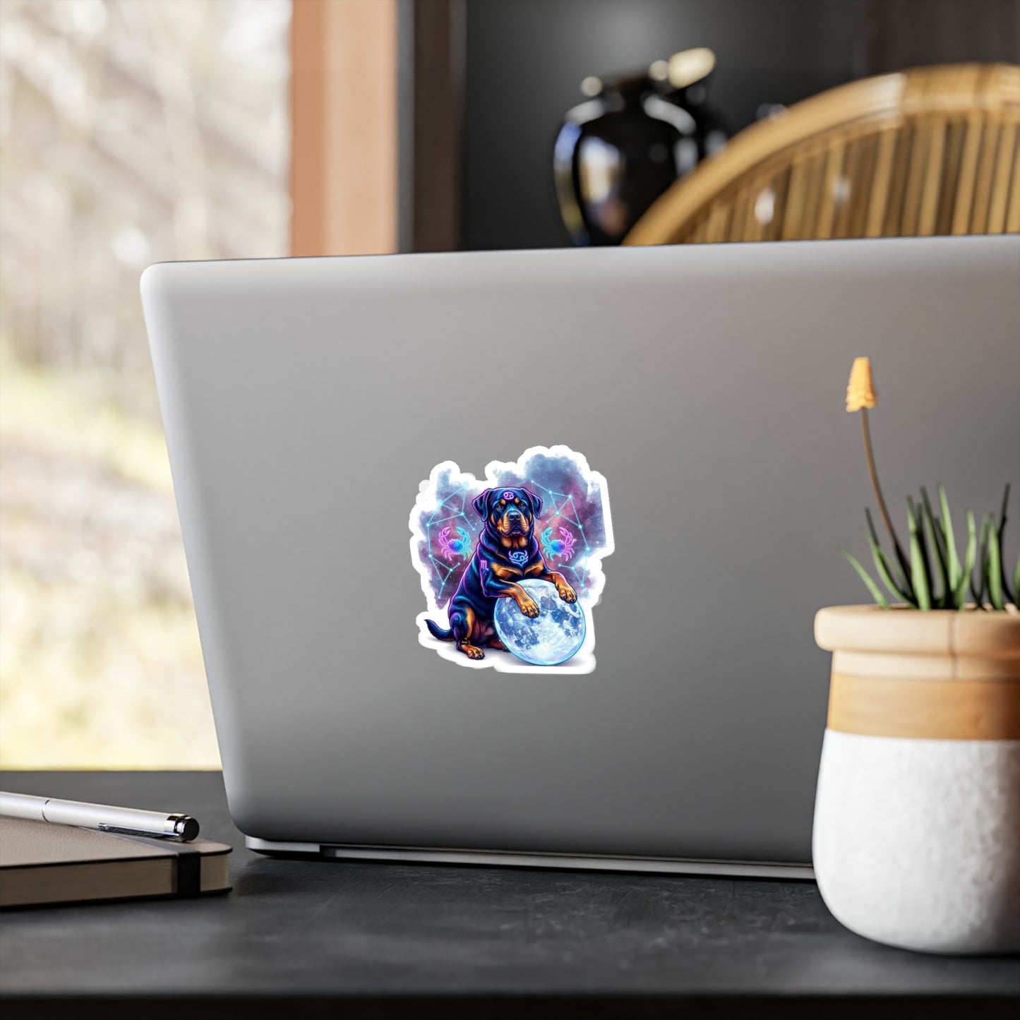 Celestial Rottweiler Kiss-Cut Vinyl Sticker – Cosmic Zodiac Dog Decal
