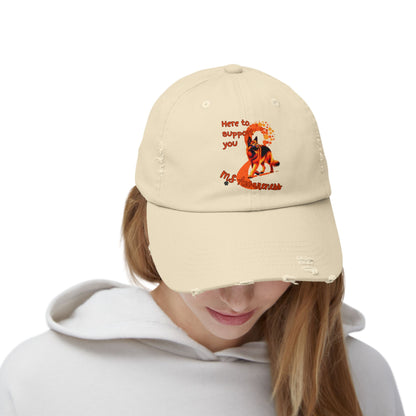 German Shepherd MS Awareness Distressed Cap - "Here to Support You" Mobility Service Dog Baseball Hat