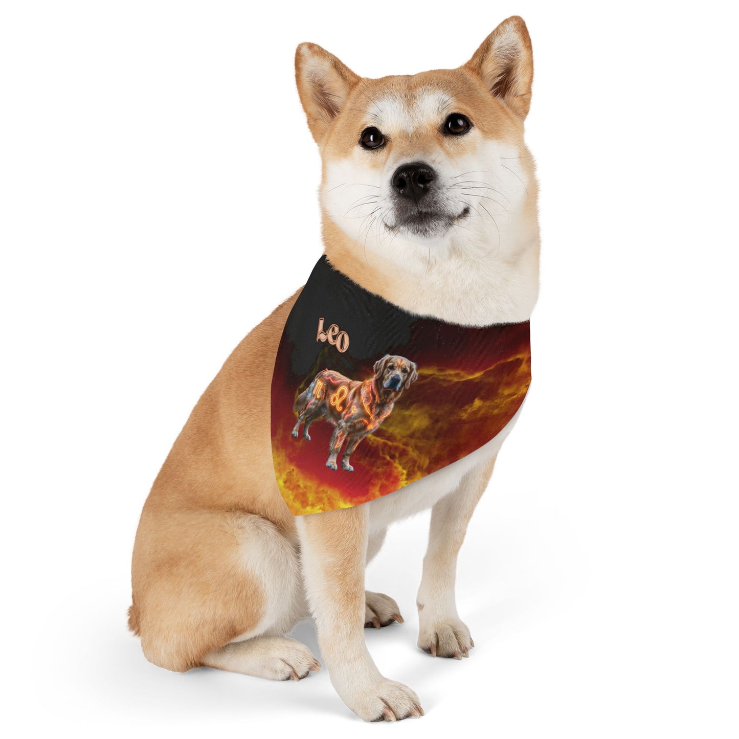 Leo Zodiac Pet Bandana Collar – Fiery Astrology Dog Scarf & Adjustable Collar Attachment
