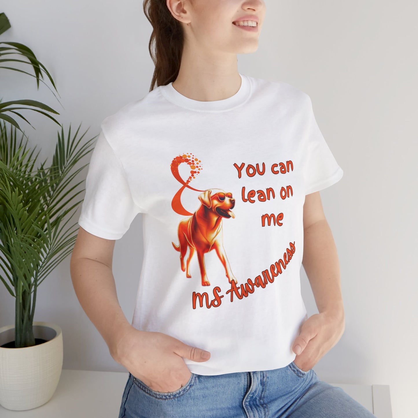 Labrador Retriever MS Awareness T-Shirt – "Lean on Me" Orange Ribbon Tee