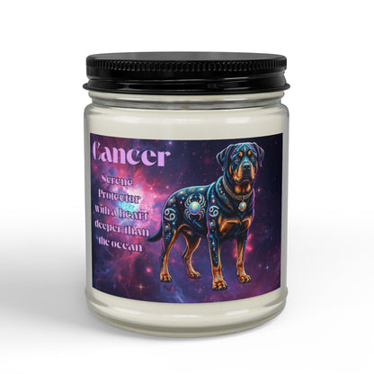 Rottweiler Cancer Zodiac Celestial Soy Candle – Eco-Friendly Scented Jar
