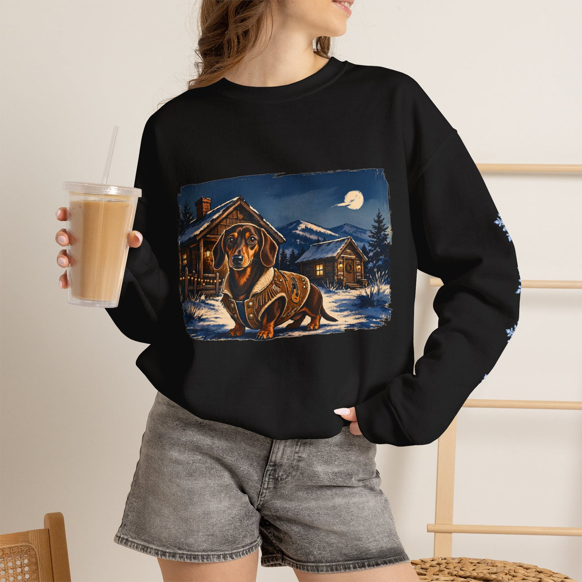 Smooth Coat Dachshund Smoky Mountain Christmas Sweatshirt