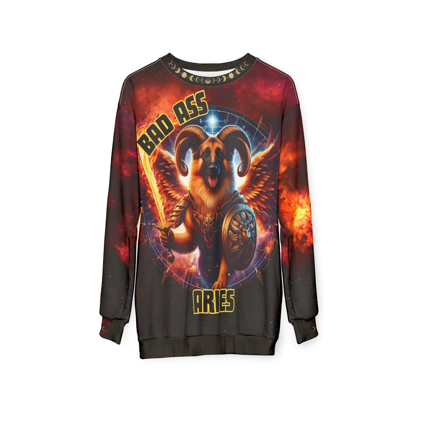 Bold Aries Graphic Unisex Sweatshirt - Bad Ass Aries German Shepherd design