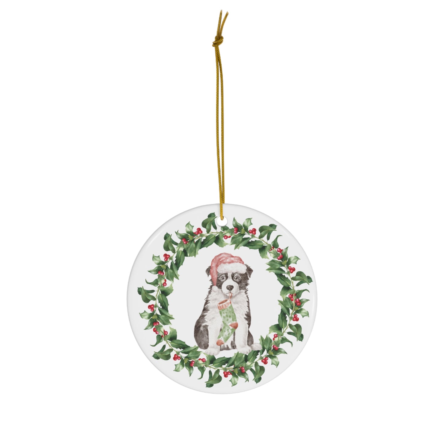 Border Collie Christmas Ornament Ceramic Round Ornament Christmas decor