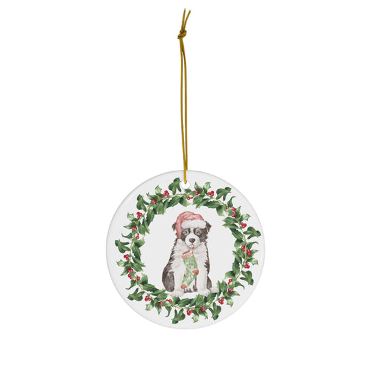 Border Collie Christmas Ornament Ceramic Round Ornament Christmas decor