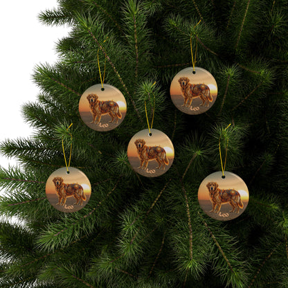 Leo Elements Golden Retriever Ceramic Ornament | 2-Sided Fire Zodiac Dog Christmas Ornament | Astrology Pet Memorial Keepsake | Golden Mom Gift