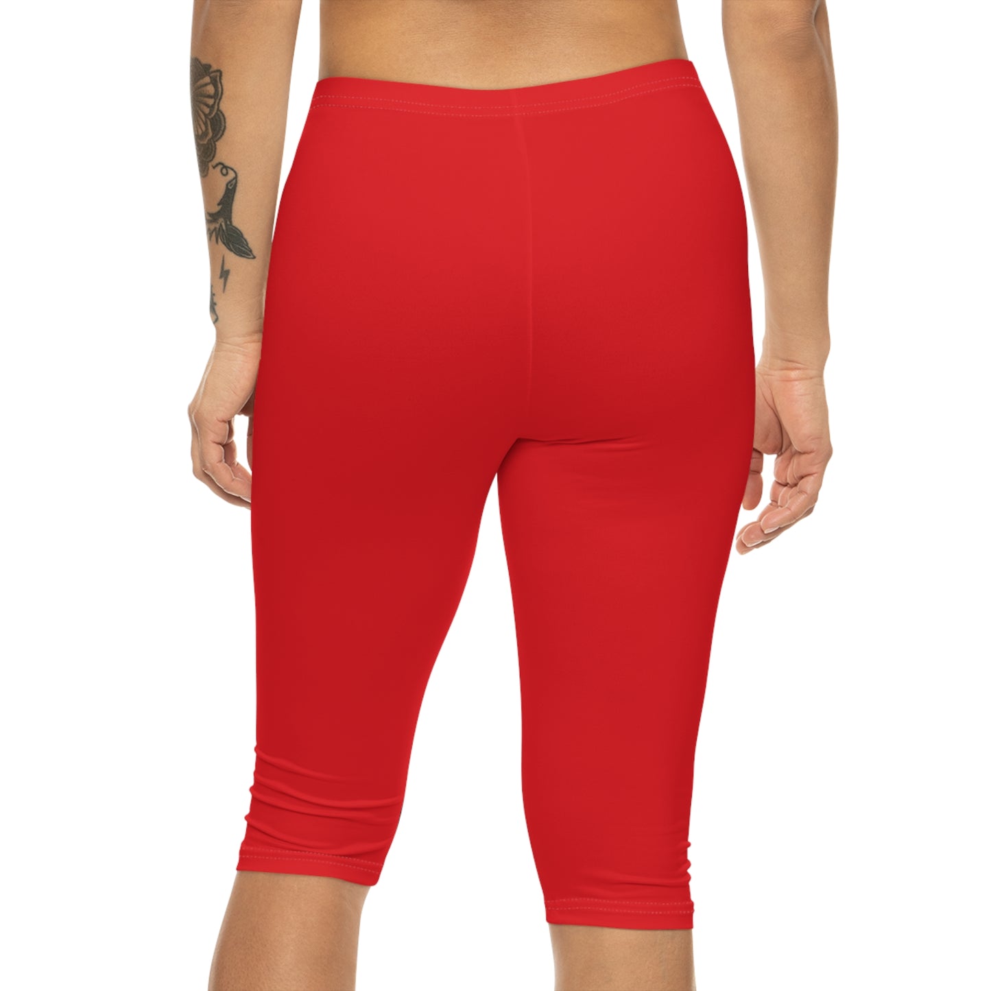 Paws and Hearts German Shepherd Women’s Capri Leggings. Red and White