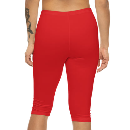 Paws and Hearts German Shepherd Women’s Capri Leggings. Red and White
