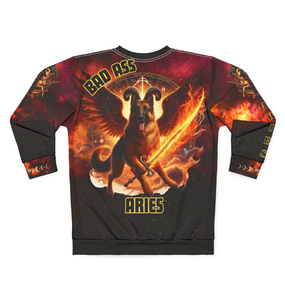 Bold Aries Graphic Unisex Sweatshirt - Bad Ass Aries German Shepherd design