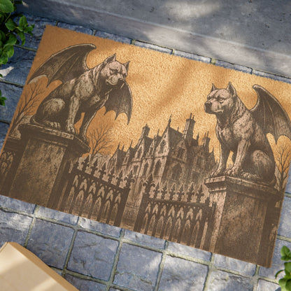 Pitbull Gargoyle Angel Gothic Protector Welcome Mat