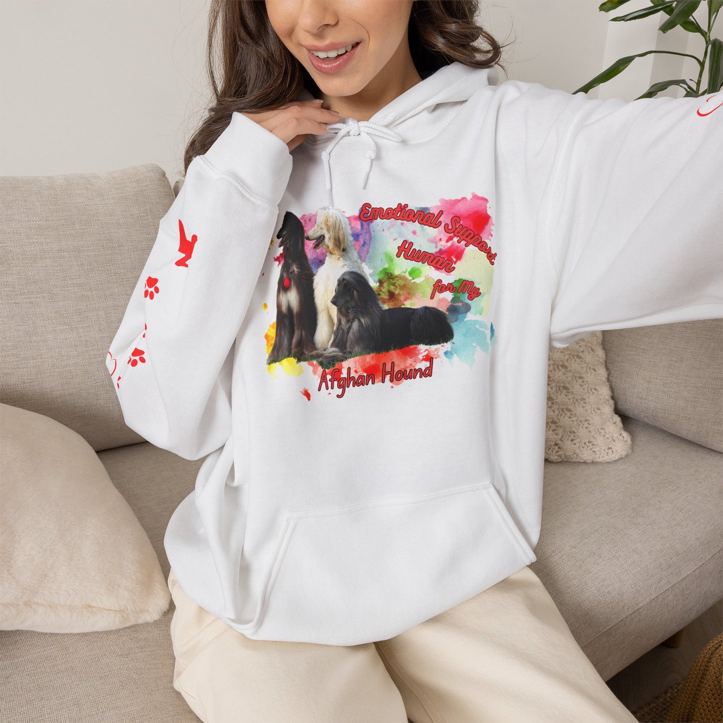Afghan Hound Emotional Support Human Hooded Sweatshirt