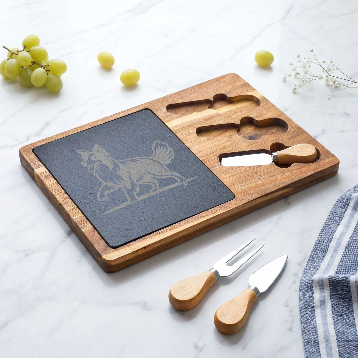 Border Collie Engraved Charcuterie Board, Dog Lover Cheese Board & Serving Platter