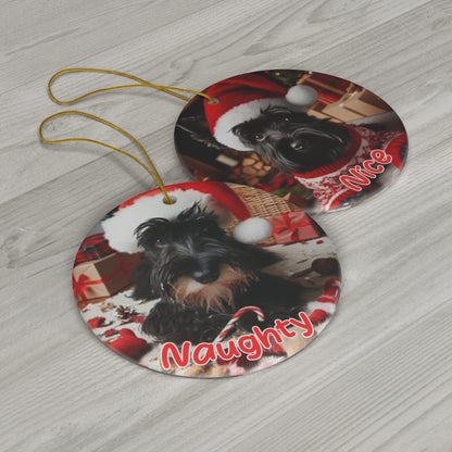 Scottish Terrier Naughty or Nice Christmas Ceramic Ornament, 1-Pack