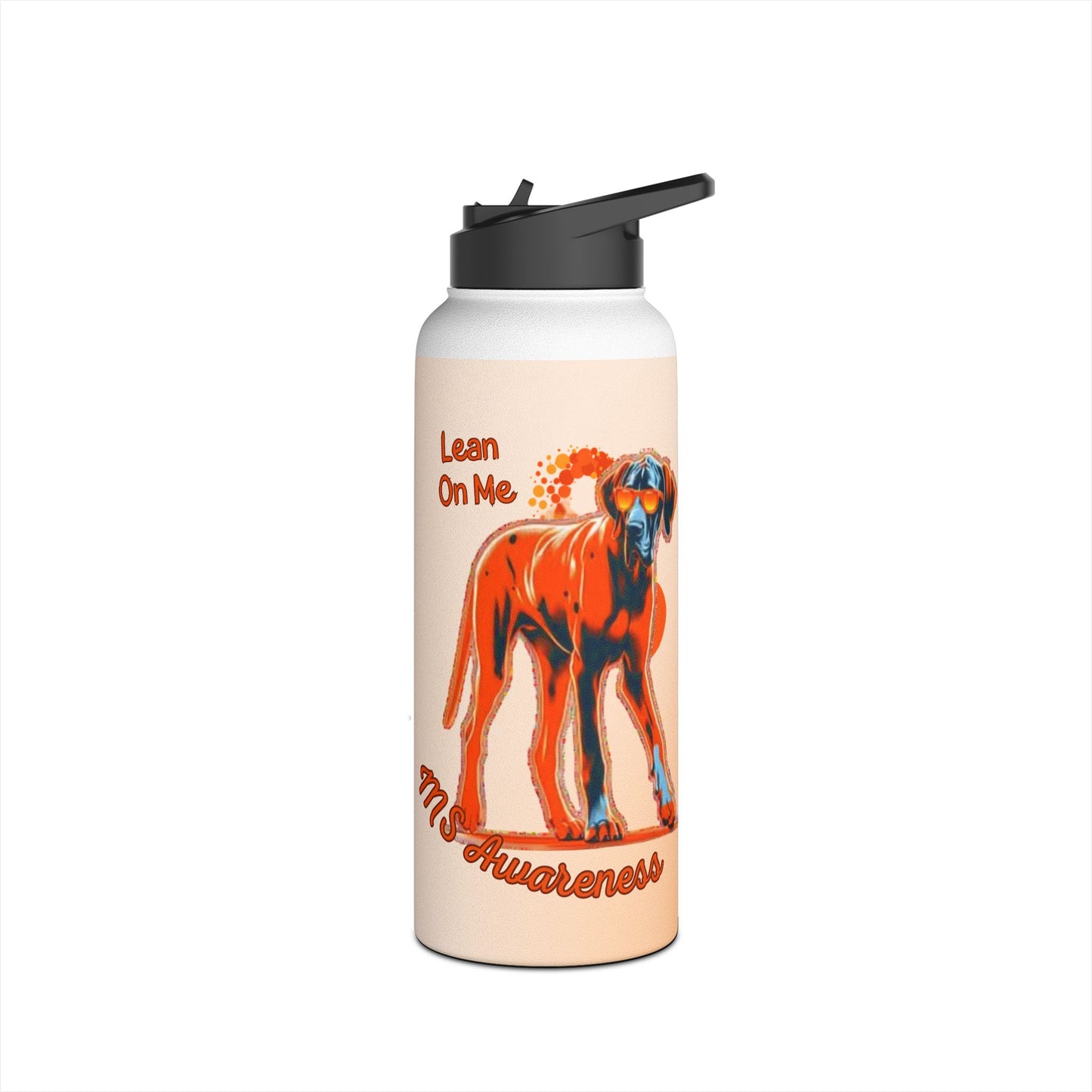 Great Dane "Lean on Me" MS Awareness Stainless Steel Water Bottle