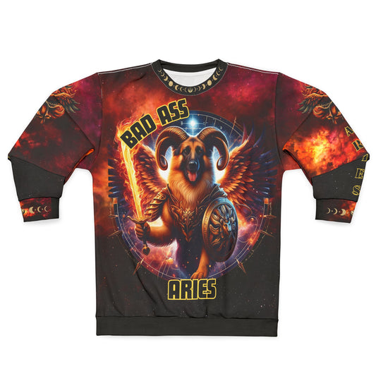 Bold Aries Graphic Unisex Sweatshirt - Bad Ass Aries German Shepherd design