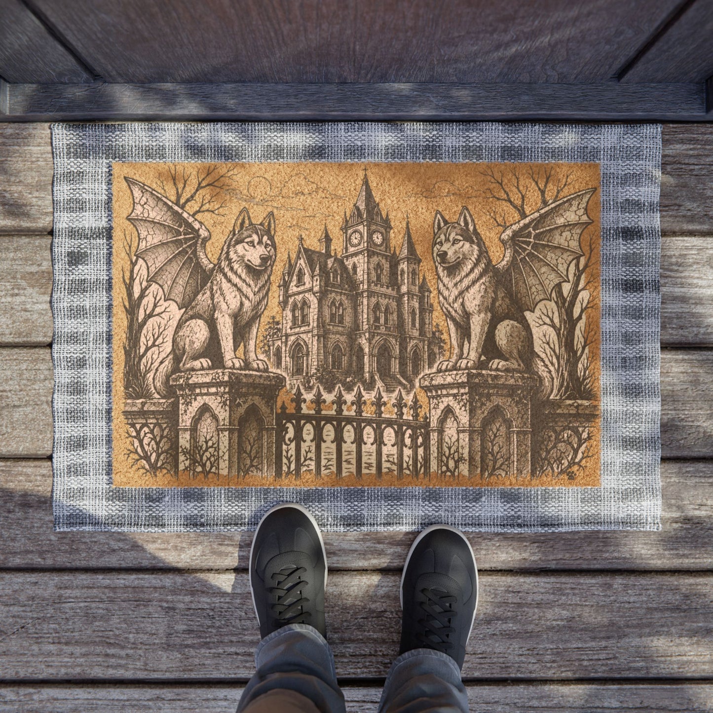 Siberian Husky Gargoyle Angel Gothic Protector Welcome Mat