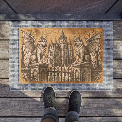 Siberian Husky Gargoyle Angel Gothic Protector Welcome Mat